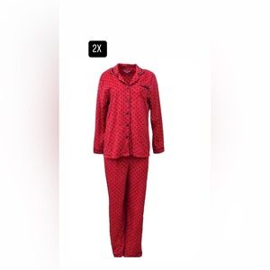 Celestial Dreams Poka Dot Flannel Pajamas Set Women’s Size 2XL Red